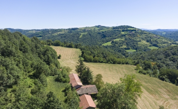 Grande cascinale circondato dal verde con terreno
